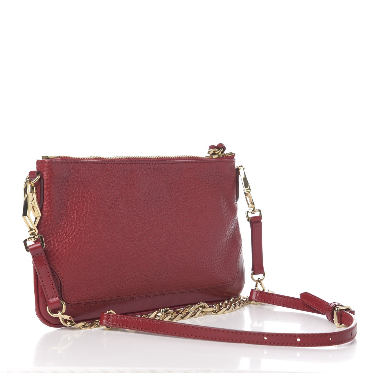 Signature Grain Calfskin Tassel Peyton Crossbody Clutch Bag Red