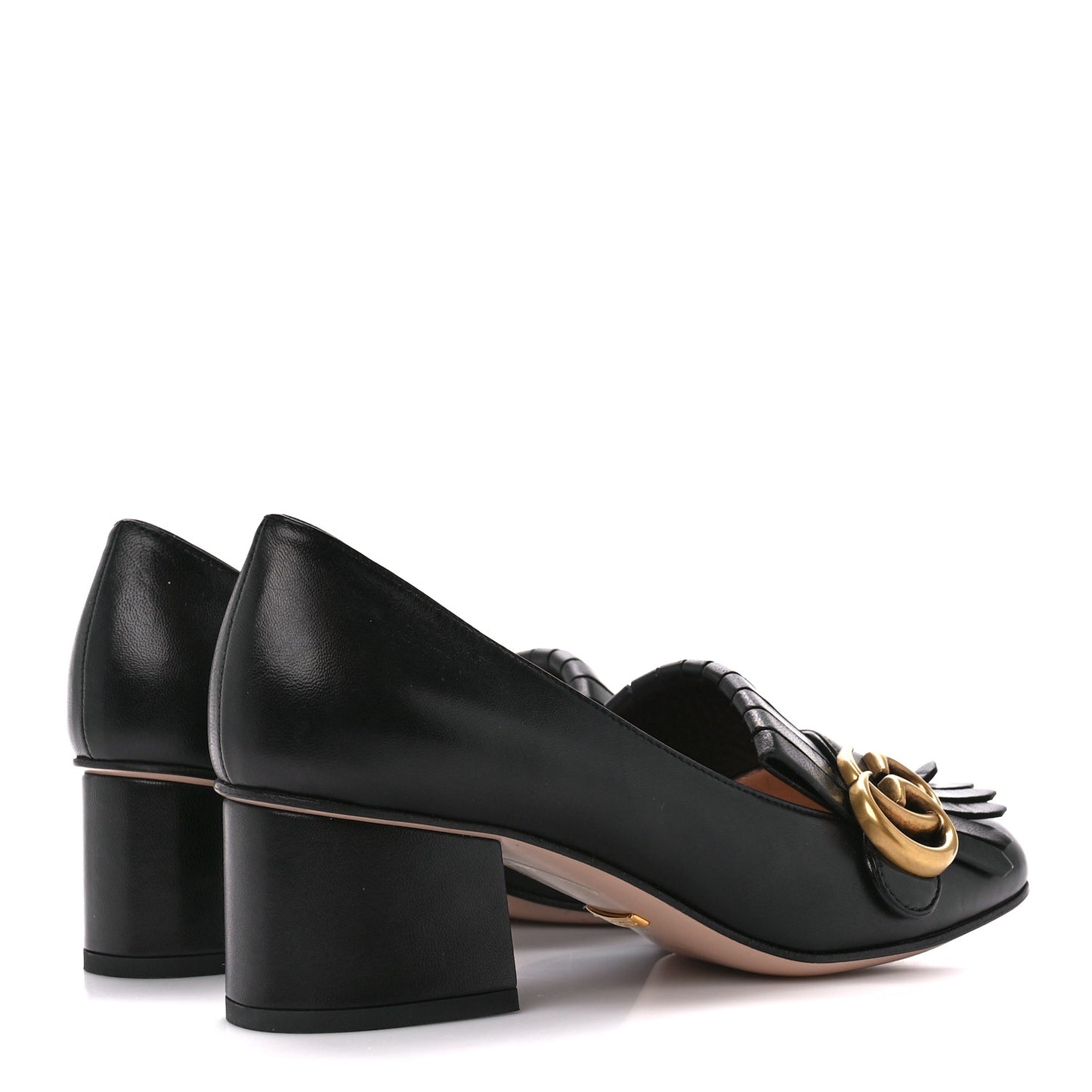 Malaga Kid GG Marmont Fringe 50mm Loafer Pumps 35.5 Black
