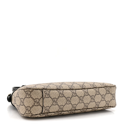 Gucci GG Supreme Monogram Textured Calfskin Small Emblem Shoulder Bag Beige Black 4 of 10