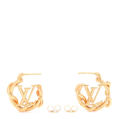 Louis Vuitton Garden Louise Hoop Earrings Gold 3 of 5