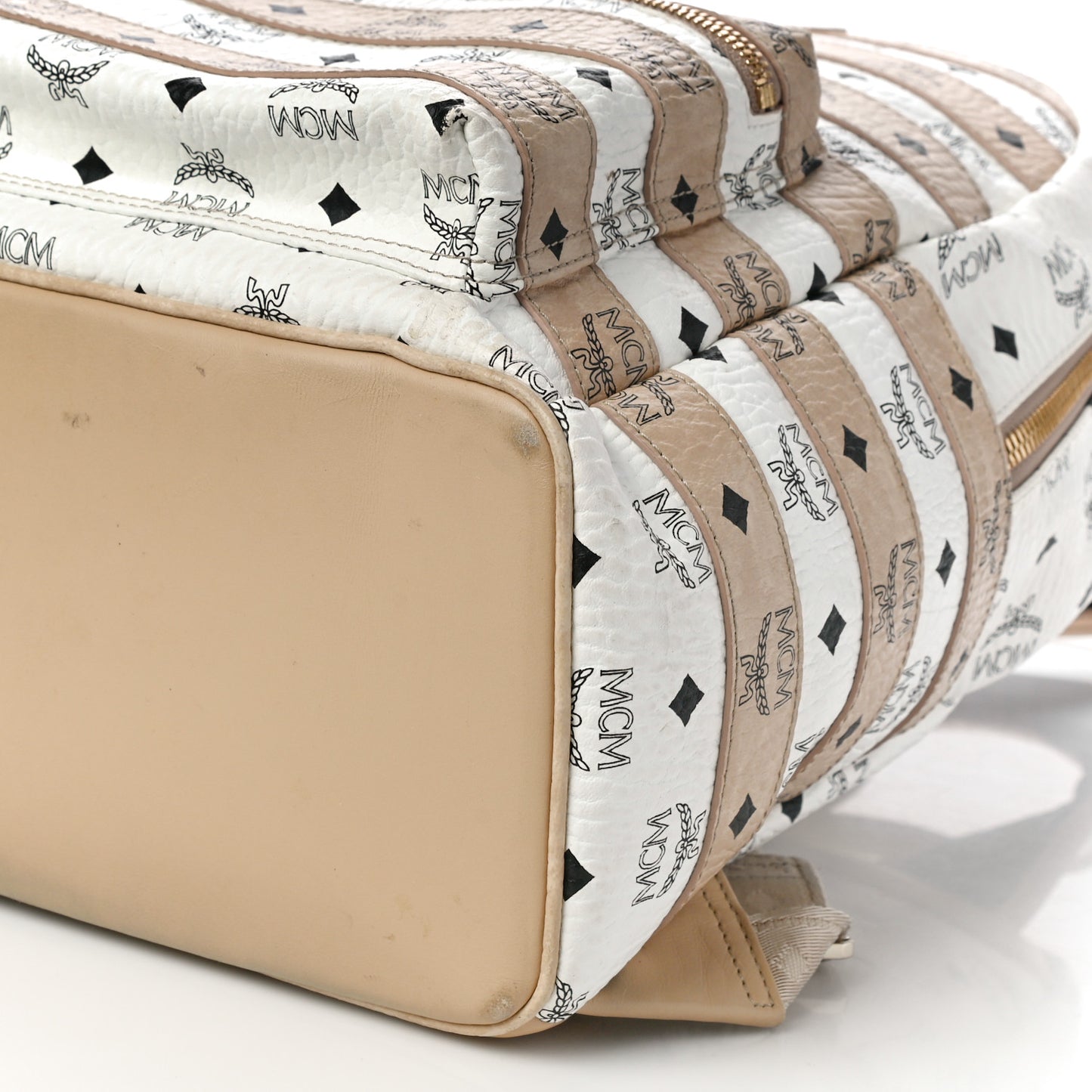 Metallic Visetos Striped Medium Stark Backpack White Beige