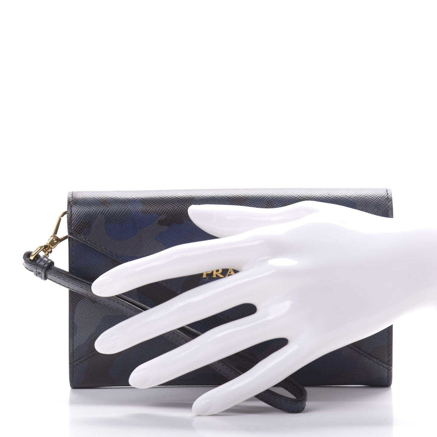 Saffiano Camouflage Print Wristlet Wallet Royal