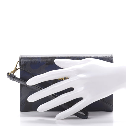 Prada Saffiano Camouflage Print Wristlet Wallet Royal 2 of 7