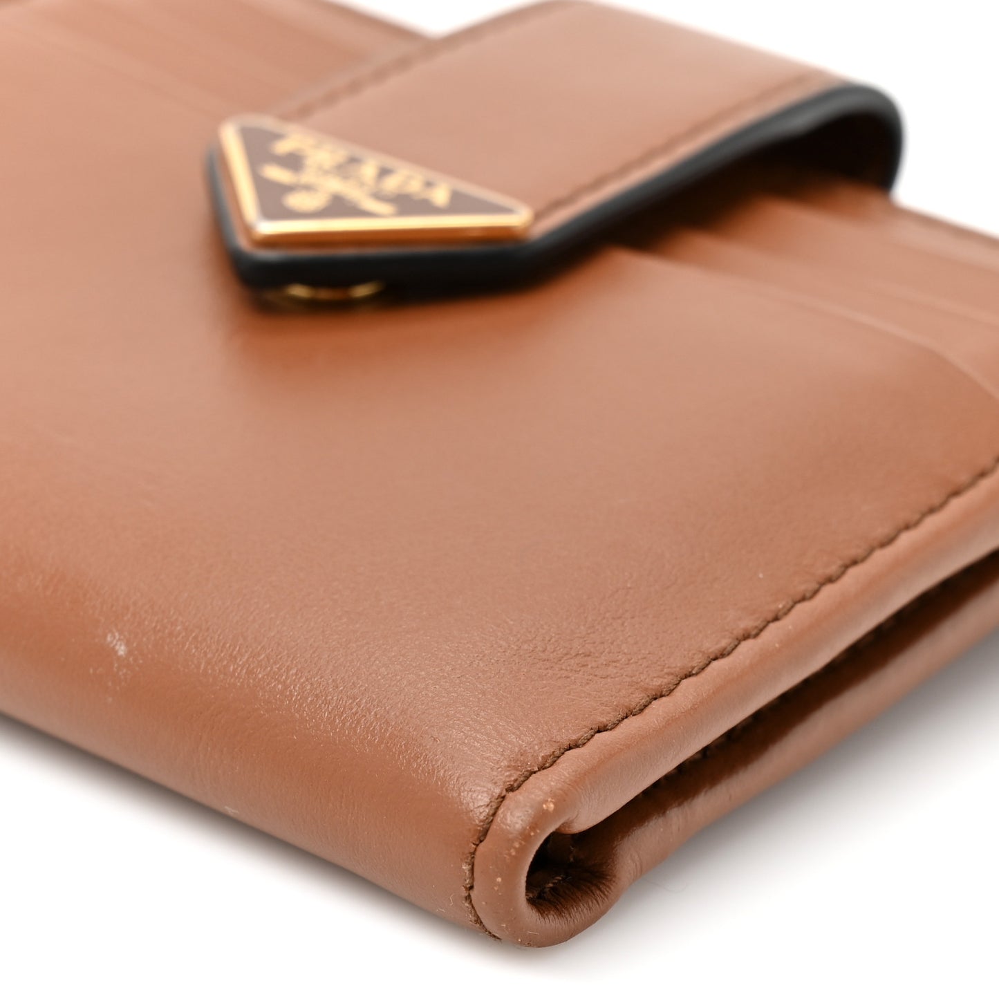 Calfskin Small Triangle Wallet Cognac