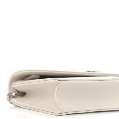 Saint Laurent Grain De Poudre Matelasse Chevron Monogram Envelope Chain Wallet Porcellana 7 of 8