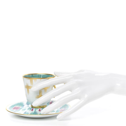 Hermes Porcelain Voyage en Ikat Coffee Cup and Saucer Set of 2 2 of 6