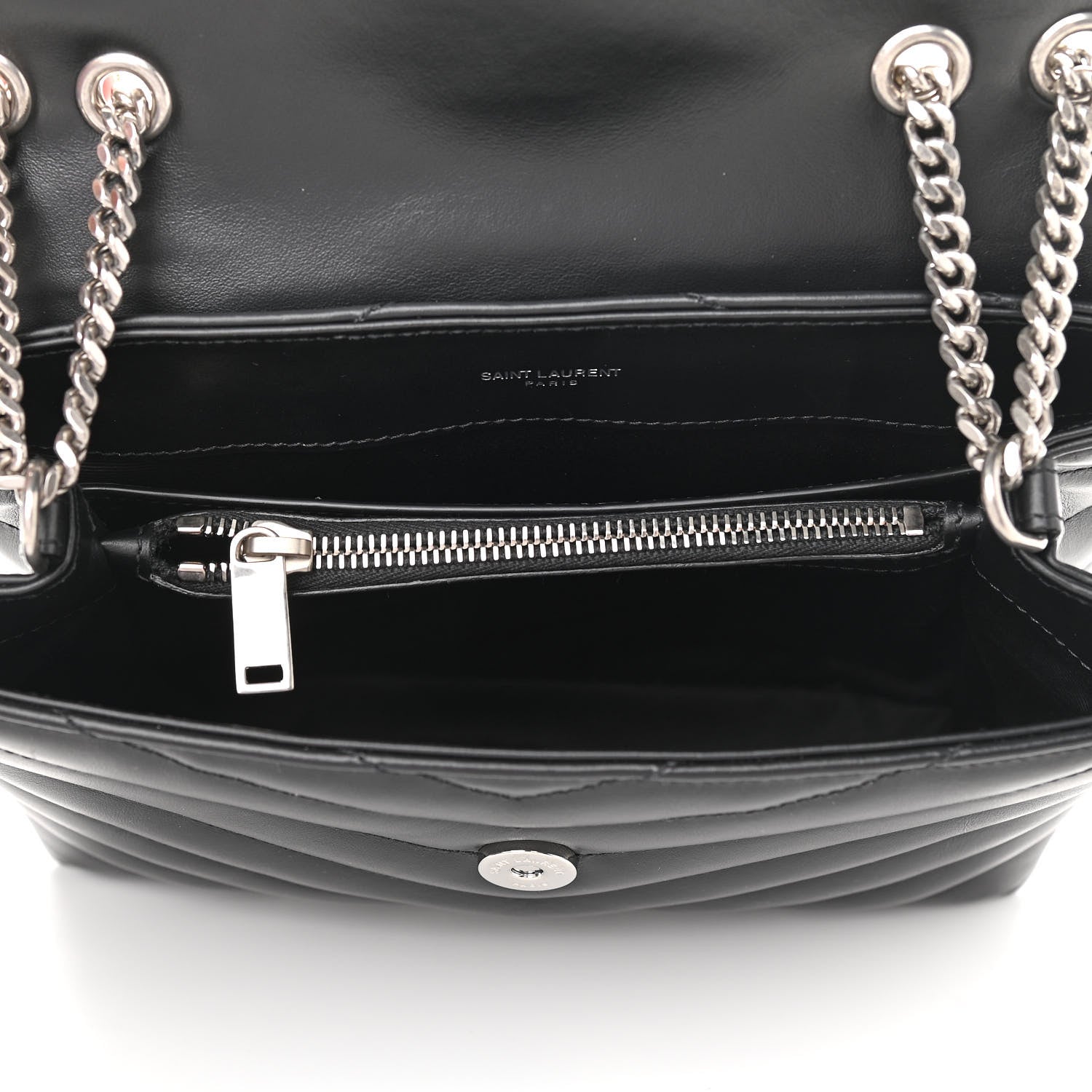 Saint Laurent Calfskin Y Quilted Monogram Small Loulou Chain Satchel Black 5 of 10
