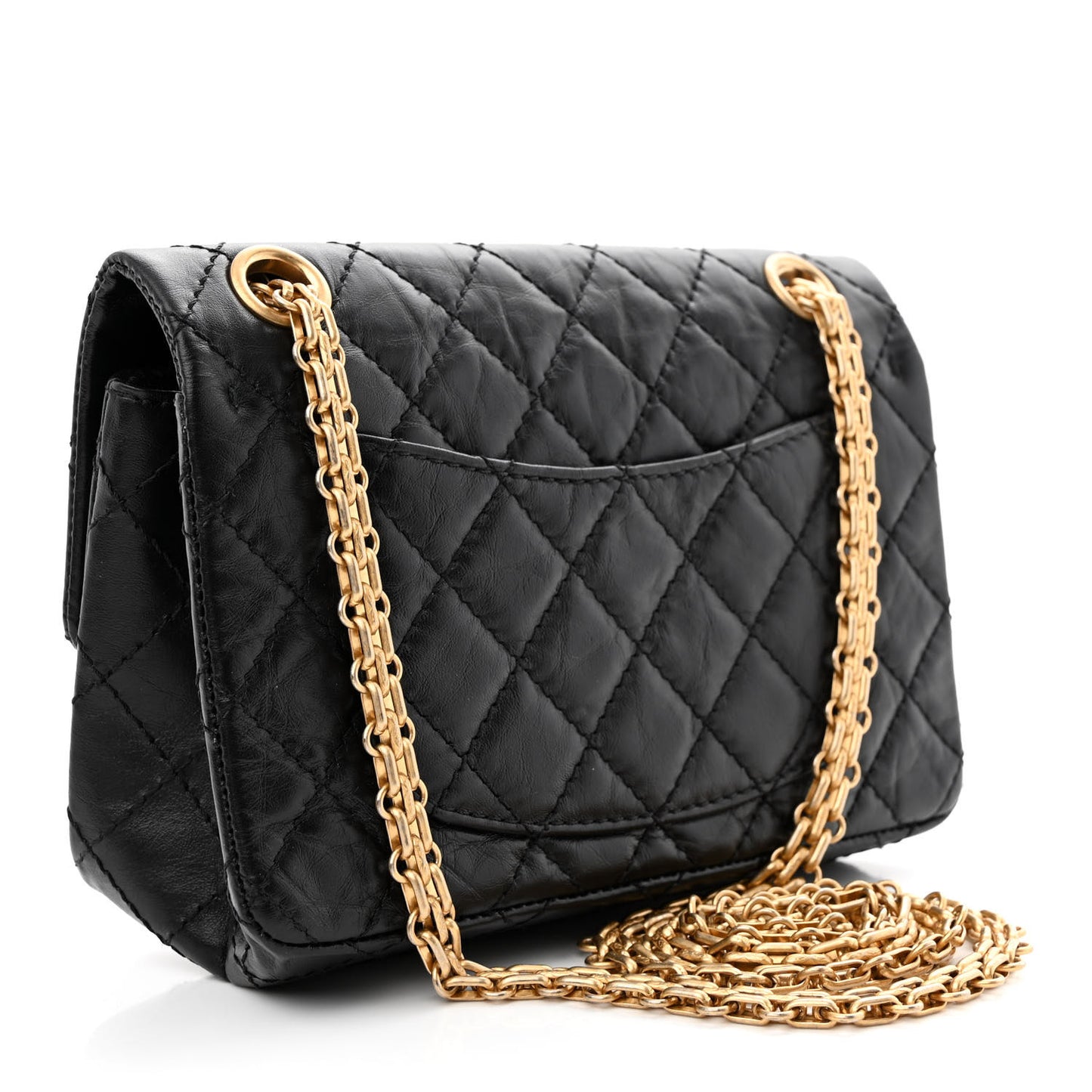 Aged Calfskin Quilted 2.55 Reissue Mini Flap Black