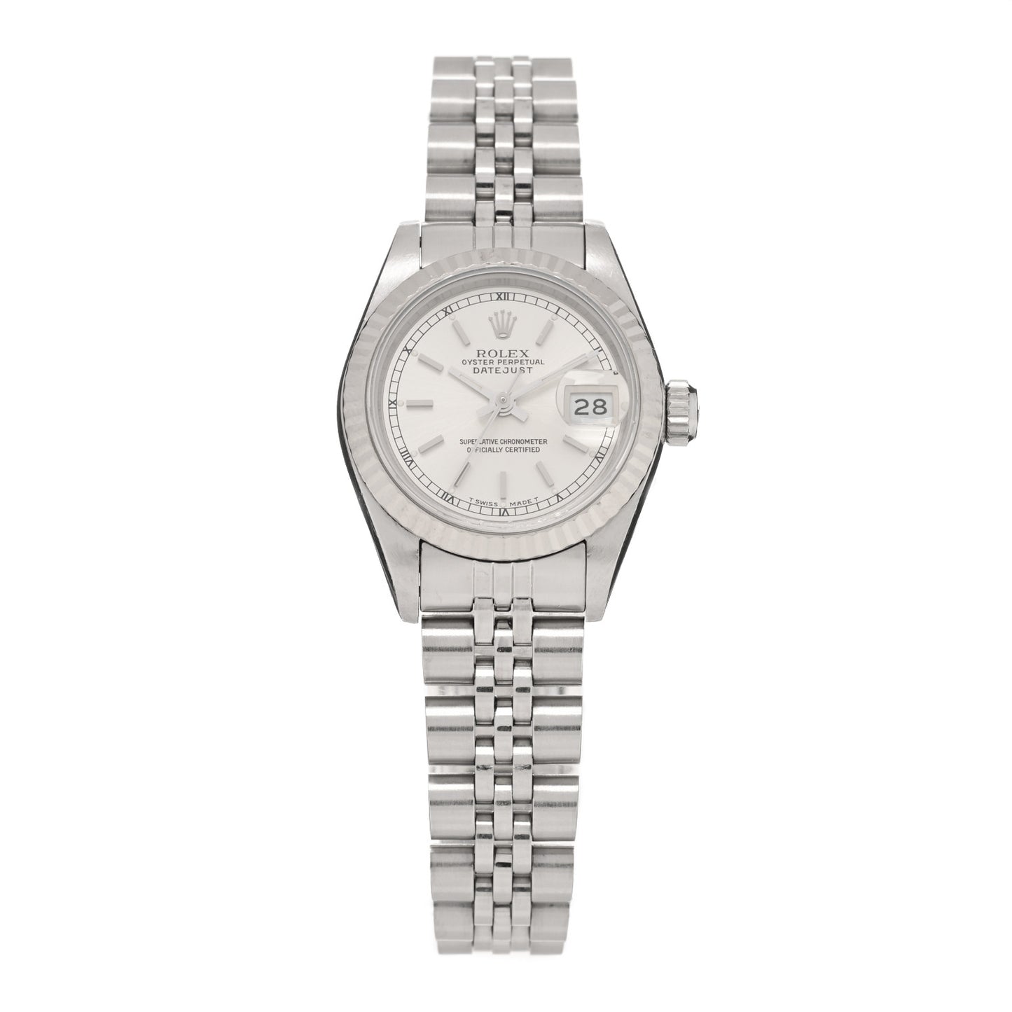 Stainless Steel 18K White Gold 26mm Oyster Perpetual Datejust Watch Silver 69174