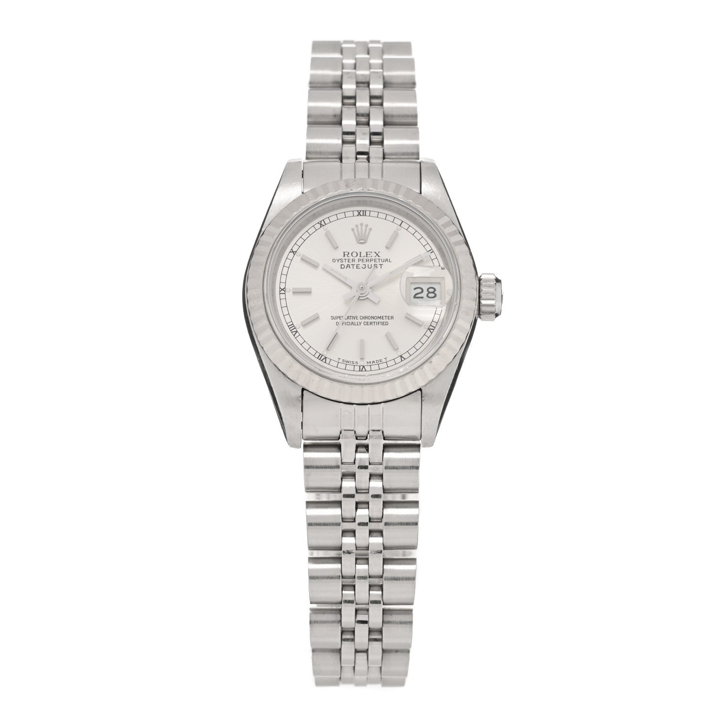 Rolex Stainless Steel 18K White Gold 26mm Oyster Perpetual Datejust Watch Silver 69174 1 of 4