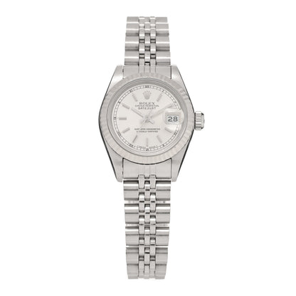 Rolex Stainless Steel 18K White Gold 26mm Oyster Perpetual Datejust Watch Silver 69174 1 of 4