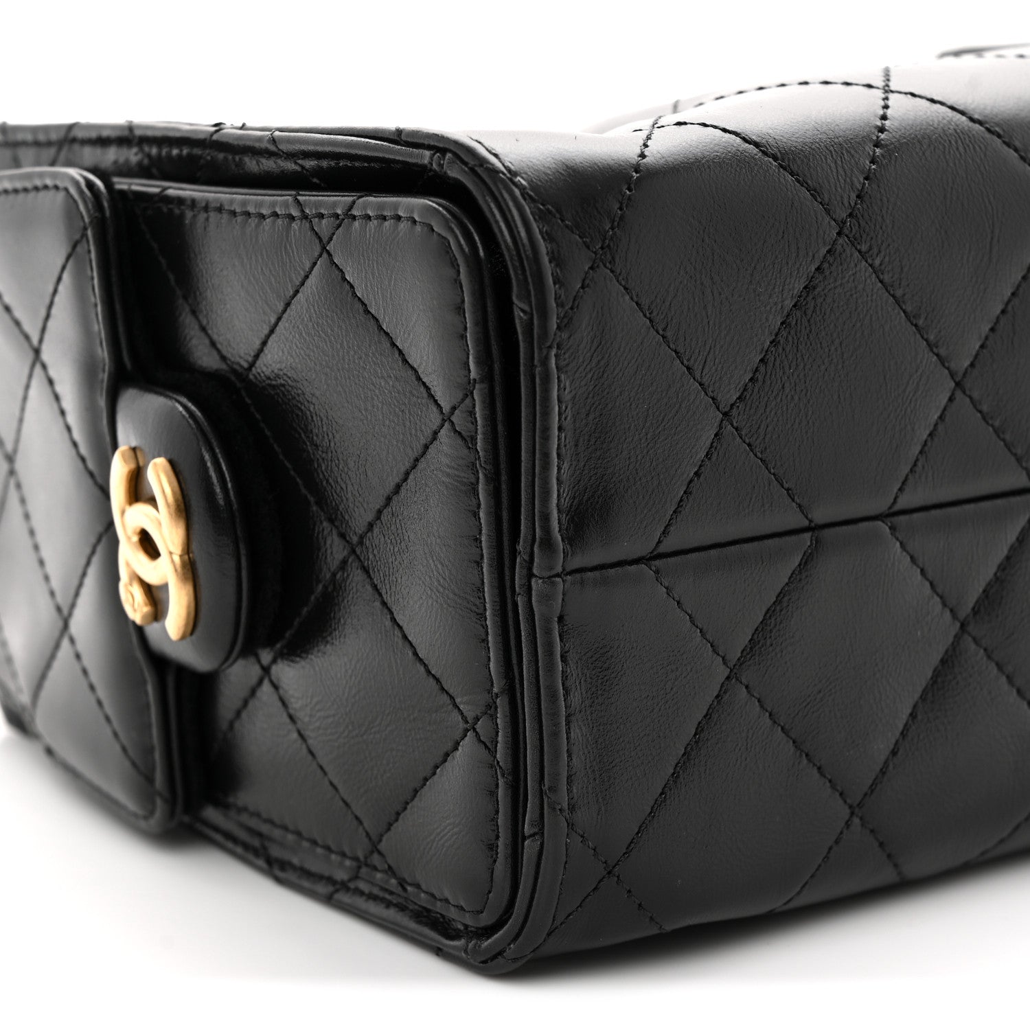 Chanel Shiny Crumpled Calfskin Quilted Mini Chanel 25 Handbag Black 9 of 10