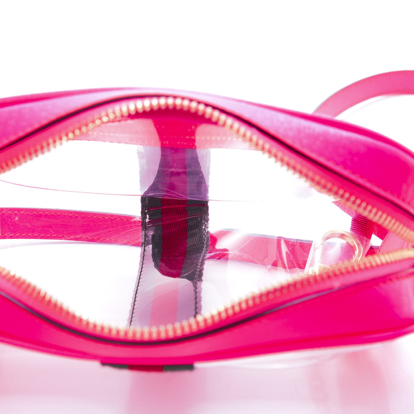 Vinyl Web Mini Ophidia Transparent Shoulder Bag Fluorescent Fuchsia