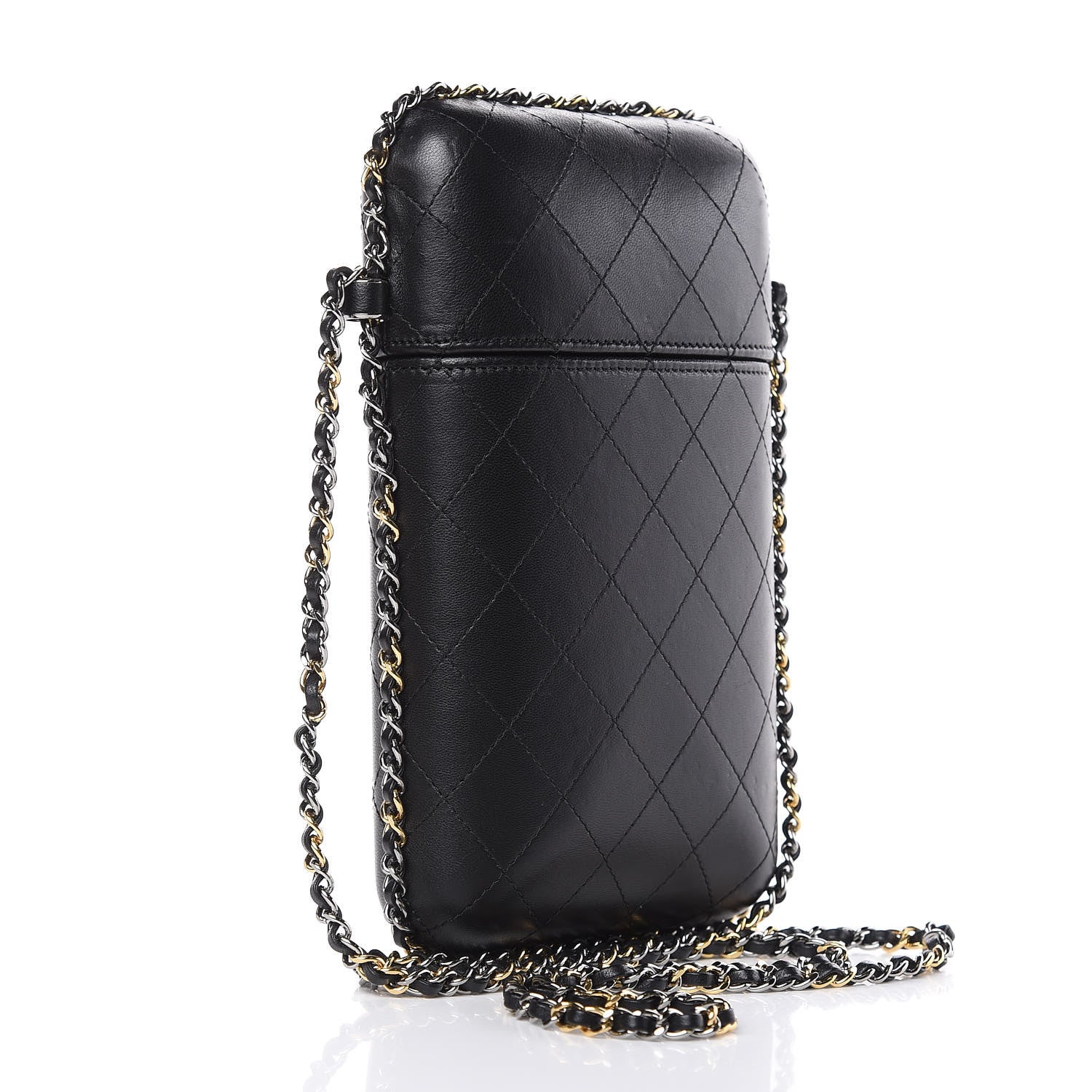 Chanel Lambskin Quilted Chain Around Phone Holder Black 3 of 9