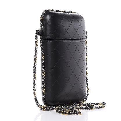 Chanel Lambskin Quilted Chain Around Phone Holder Black 3 of 9