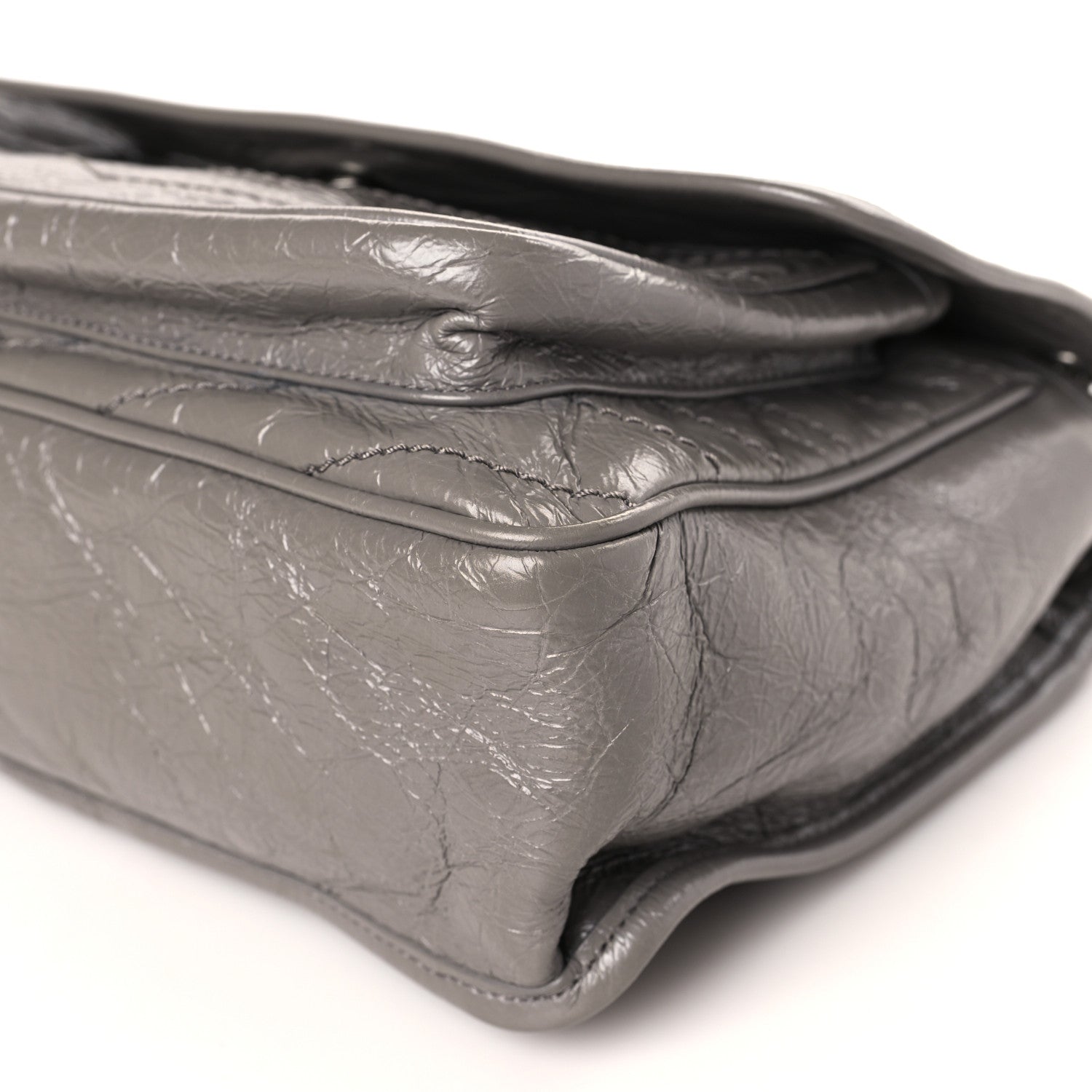 Saint Laurent Crinkled Calfskin Matelasse Monogram Medium Niki Chain Satchel Fog 9 of 11