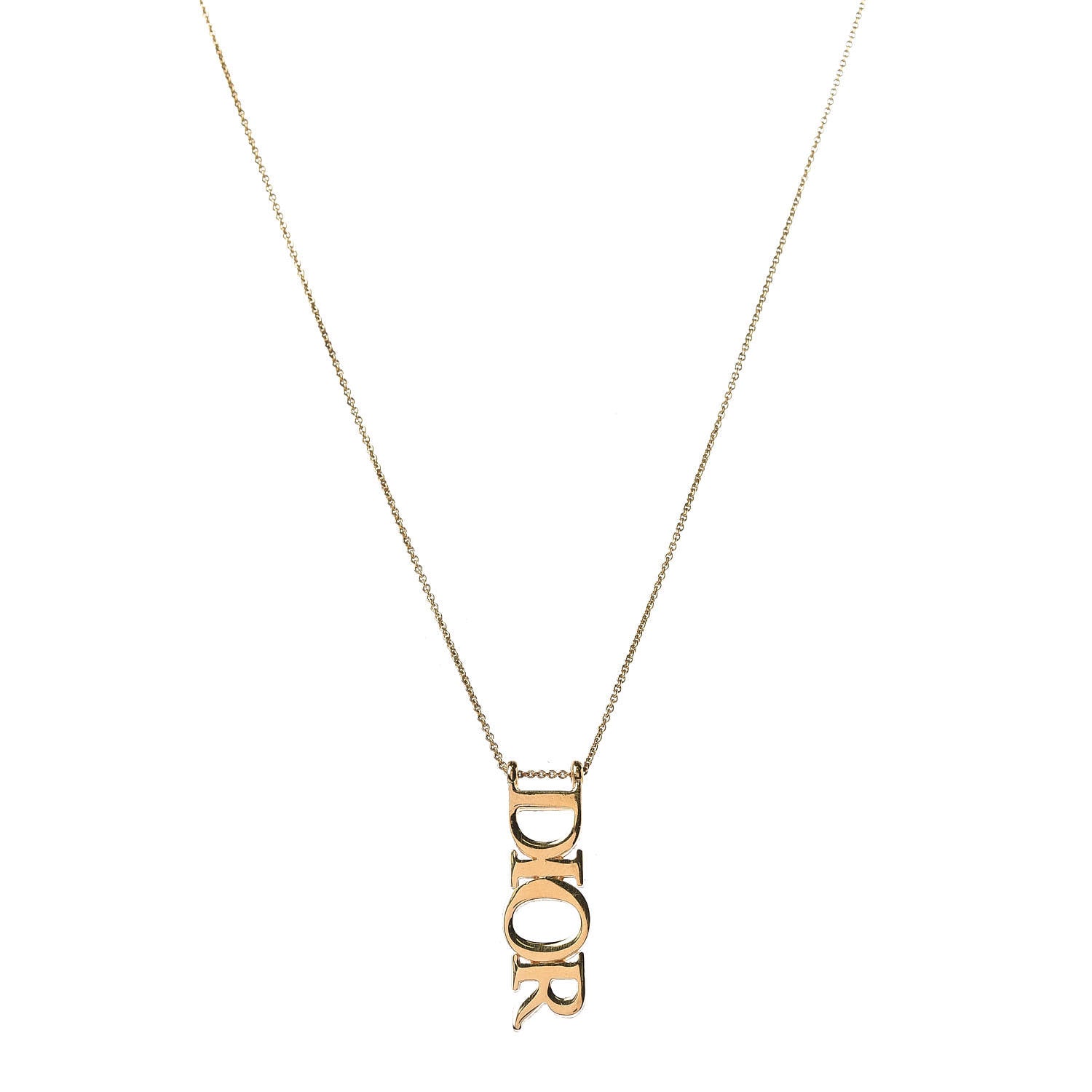 Christian Dior Metal Logo Necklace Gold 1 of 6