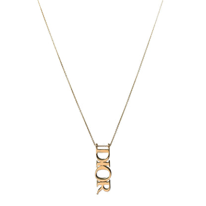 Christian Dior Metal Logo Necklace Gold 1 of 6