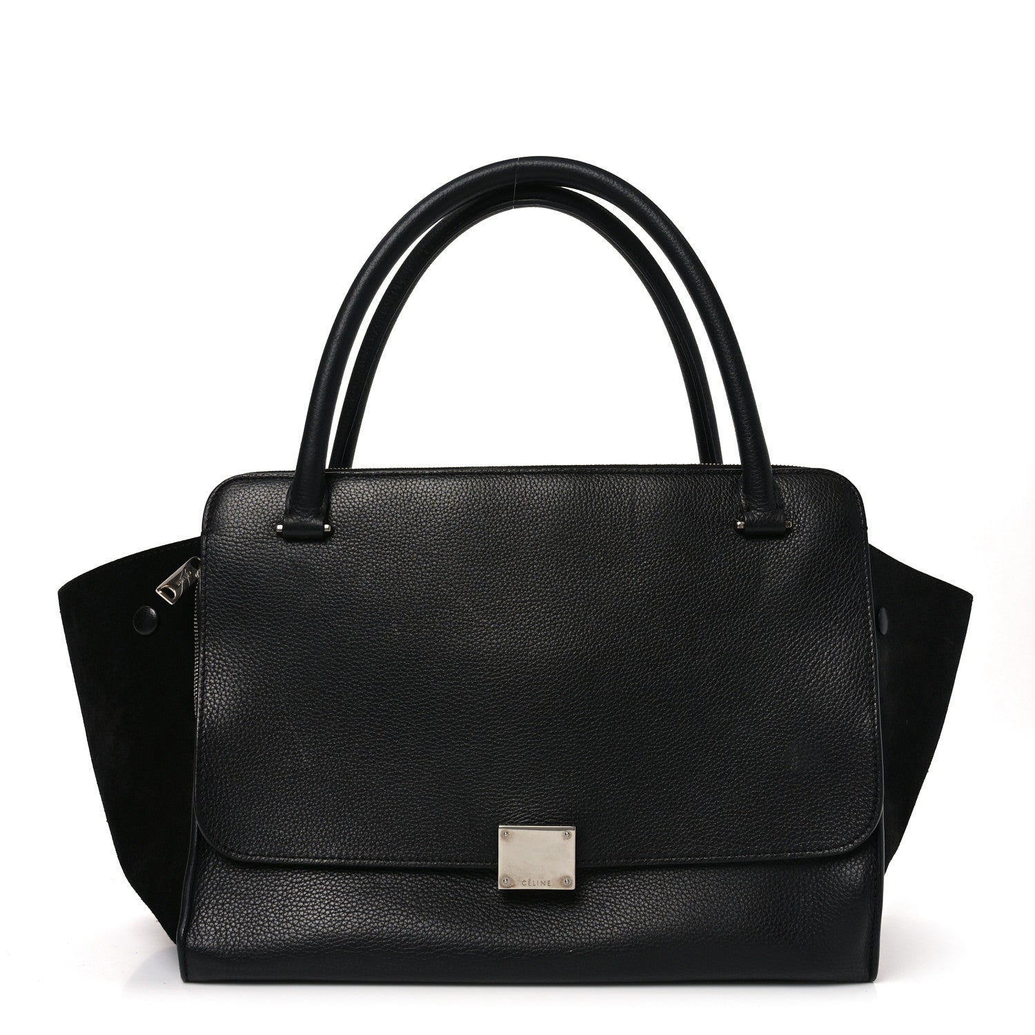 Celine Drummed Calfskin Suede Double Zip Trapeze Black 1 of 10