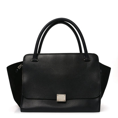 Celine Drummed Calfskin Suede Double Zip Trapeze Black 1 of 10