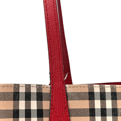 Burberry Grainy Calfskin Haymarket Check Medium Reversible Tote Red 21 of 23