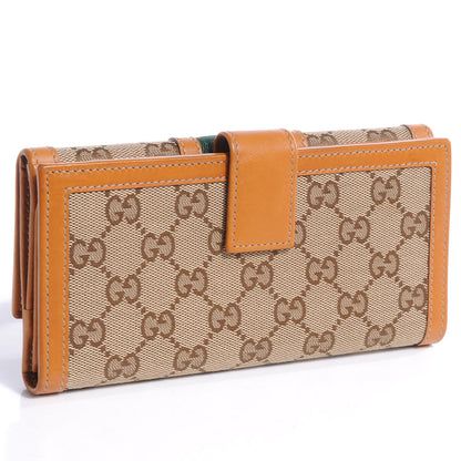 Gucci Monogram Vintage Web Continental Wallet Tan 3 of 7