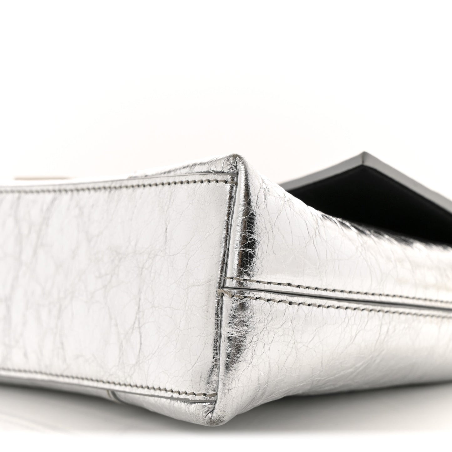 Metallic Calfskin Downtown Chain Shoulder Bag XS Silver