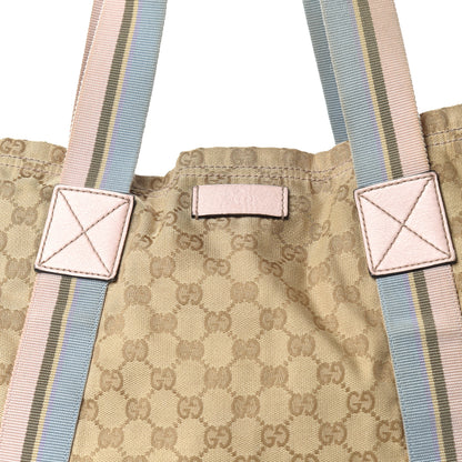 Gucci GG Monogram Medium Web Handle Vertical Tote Pink Blue 10 of 10