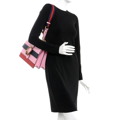 Gucci Moon Calfskin Web Medium Dionysus Bamboo Top Handle Bag Sugar Pink Blue Agata Hibiscus Red 2 of 7