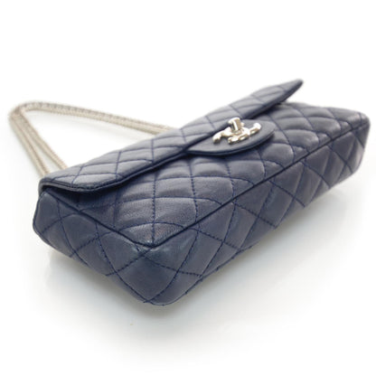 Chanel Lambskin Quilted East West Flap Bijoux Chain Navy Blue 4 of 9