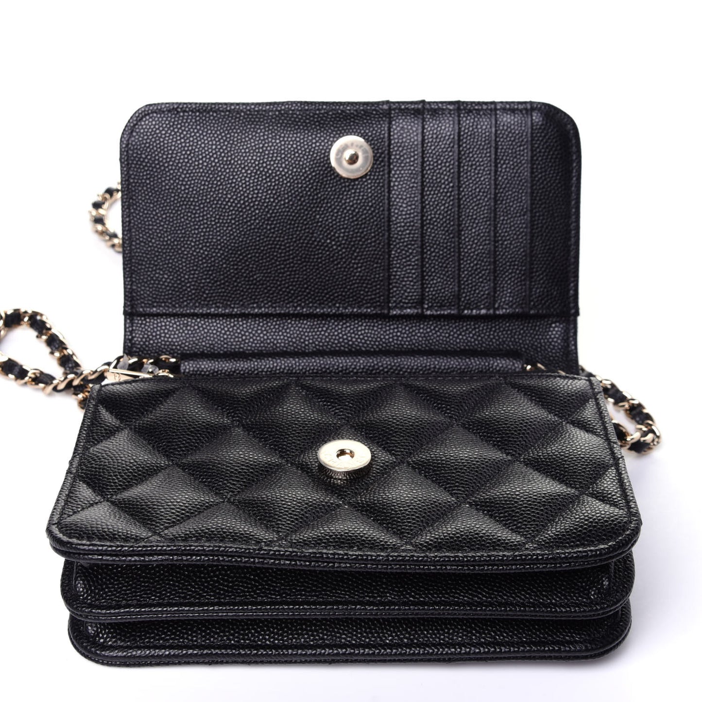 Caviar Quilted Mini Wallet On Chain WOC Black