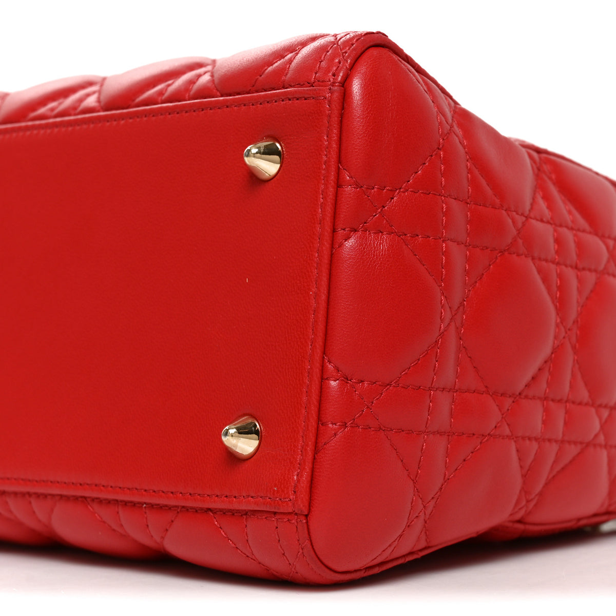 Christian Dior Lambskin Cannage Medium Lady Dior Red 9 of 9