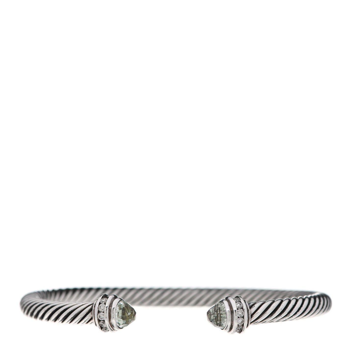 Sterling Silver Diamond Prasiolite 5mm Cable Classics Bracelet
