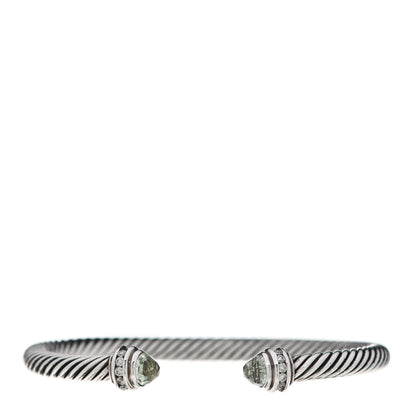 David Yurman Sterling Silver Diamond Prasiolite 5mm Cable Classics Bracelet 1 of 5