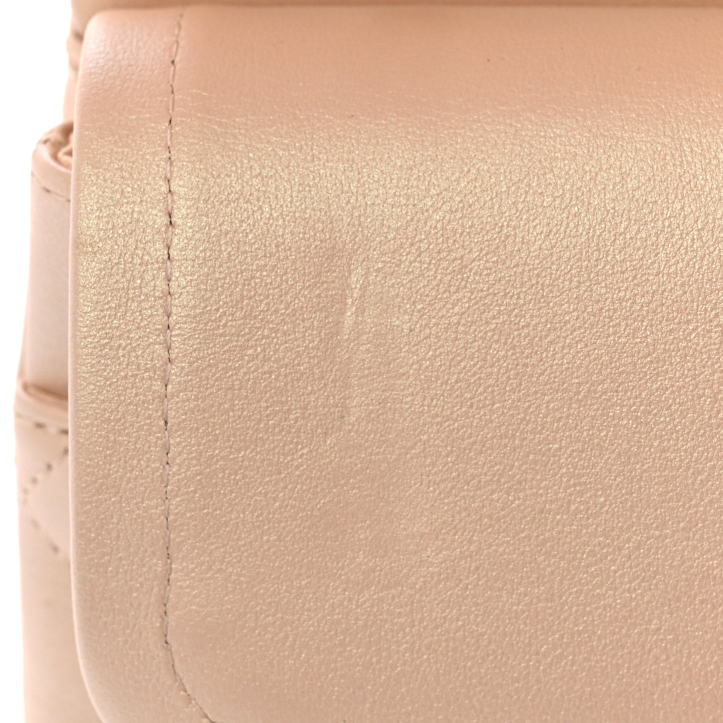 Iridescent Calfskin Quilted Medium Double Flap Beige