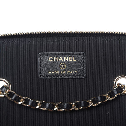 Chanel Raffia Jute Striped Small Vanity Case With Chain Black Beige 8 of 9