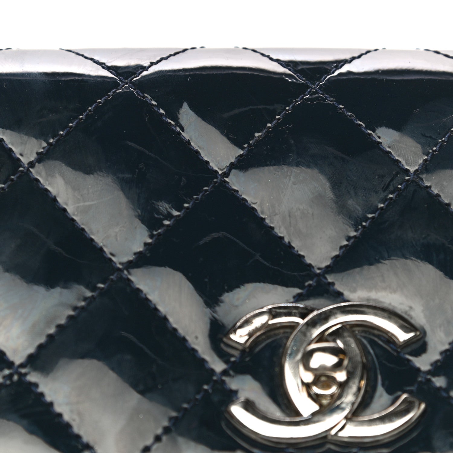 Chanel Patent Quilted Large Coco Shine Accordion Flap Dark Navy Blue 17 of 18