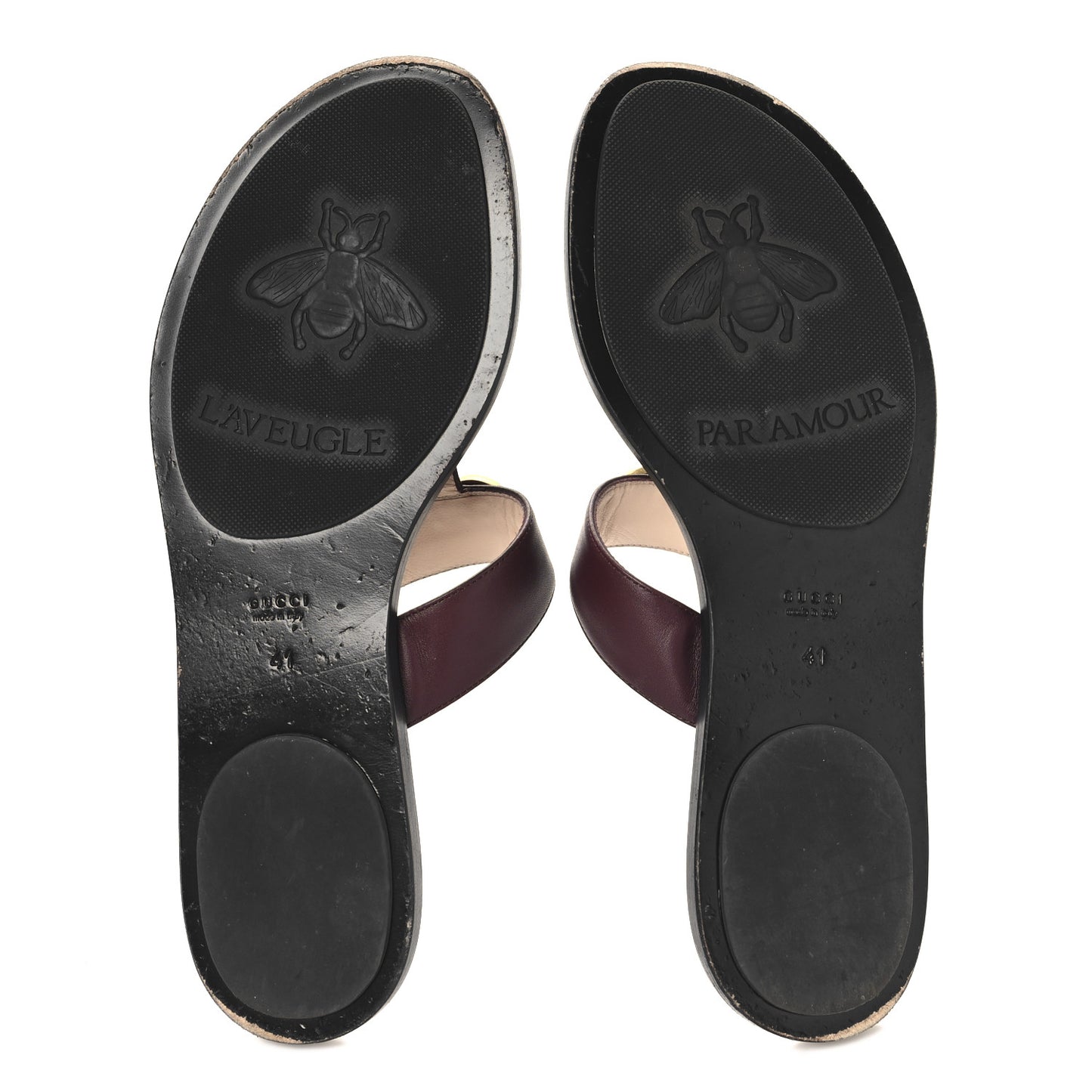 Calfskin GG Marmont Thong Sandals 41 Vintage Bordeaux