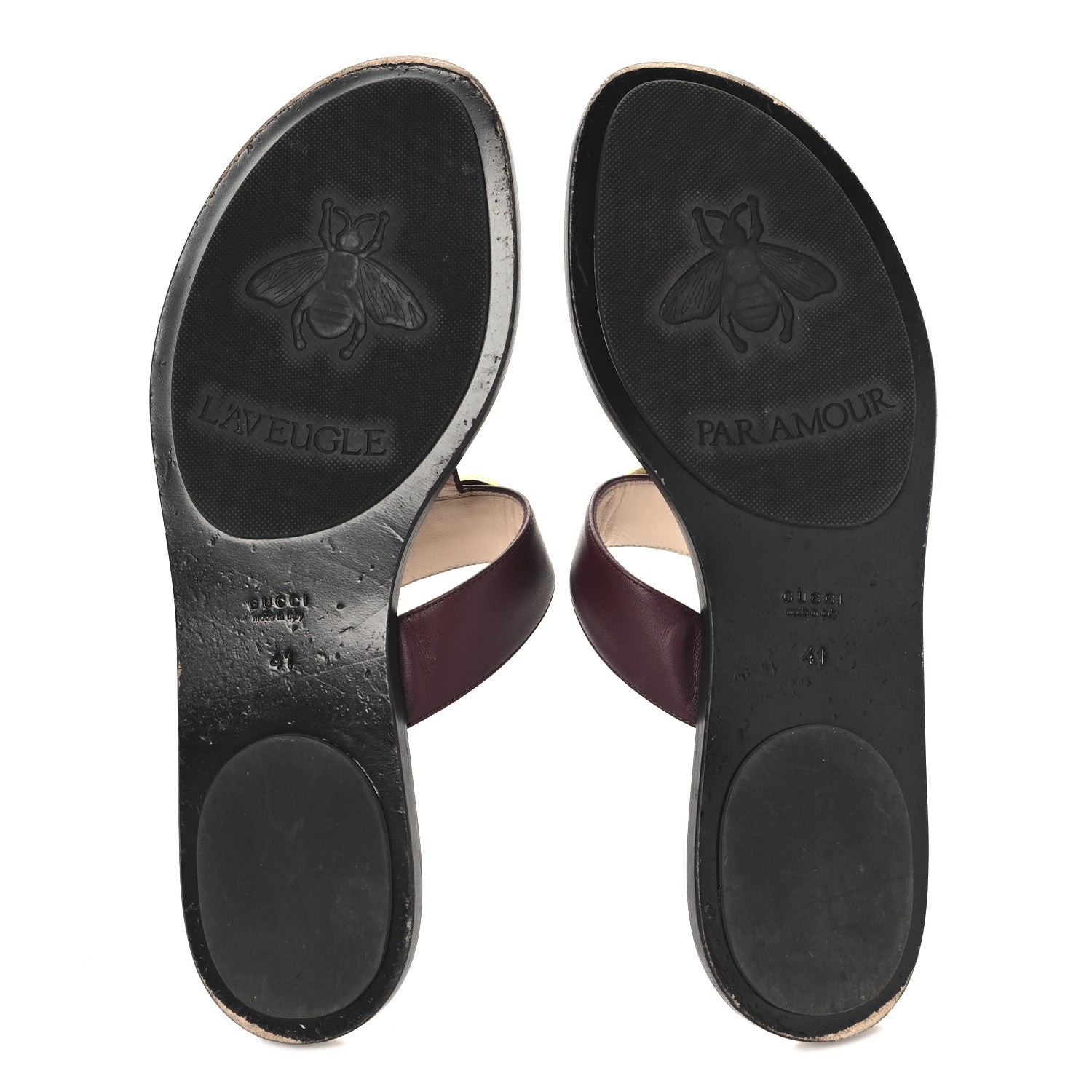 Gucci Calfskin GG Marmont Thong Sandals 41 Vintage Bordeaux 6 of 9