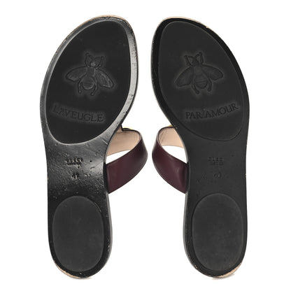 Gucci Calfskin GG Marmont Thong Sandals 41 Vintage Bordeaux 6 of 9