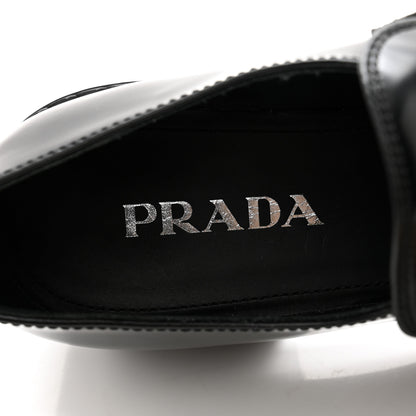 Prada Spazzolato Metal Triangle Logo 50mm Loafers 38.5 Black 6 of 13