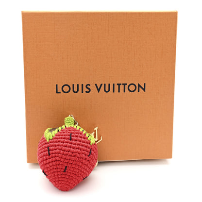 Louis Vuitton Crochet Monogram Embroidered Berrylicious Bag Charm Rouge 4 of 4