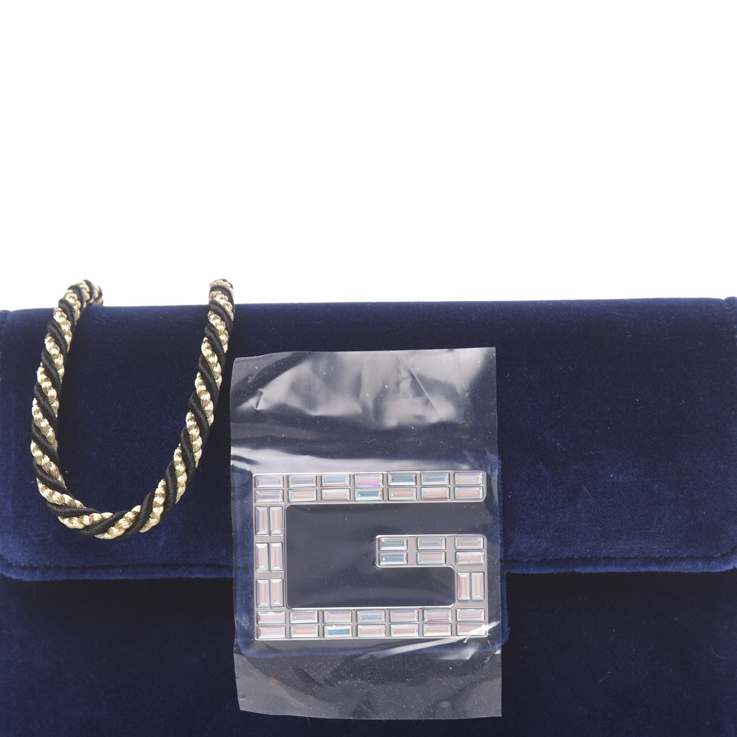 Gucci Velvet Crystal Square G Shoulder Bag Cobalt Blue 10 of 11