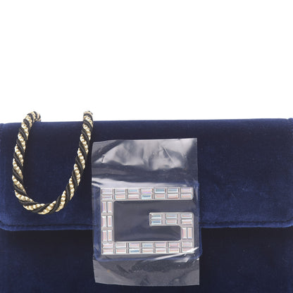 Gucci Velvet Crystal Square G Shoulder Bag Cobalt Blue 10 of 11