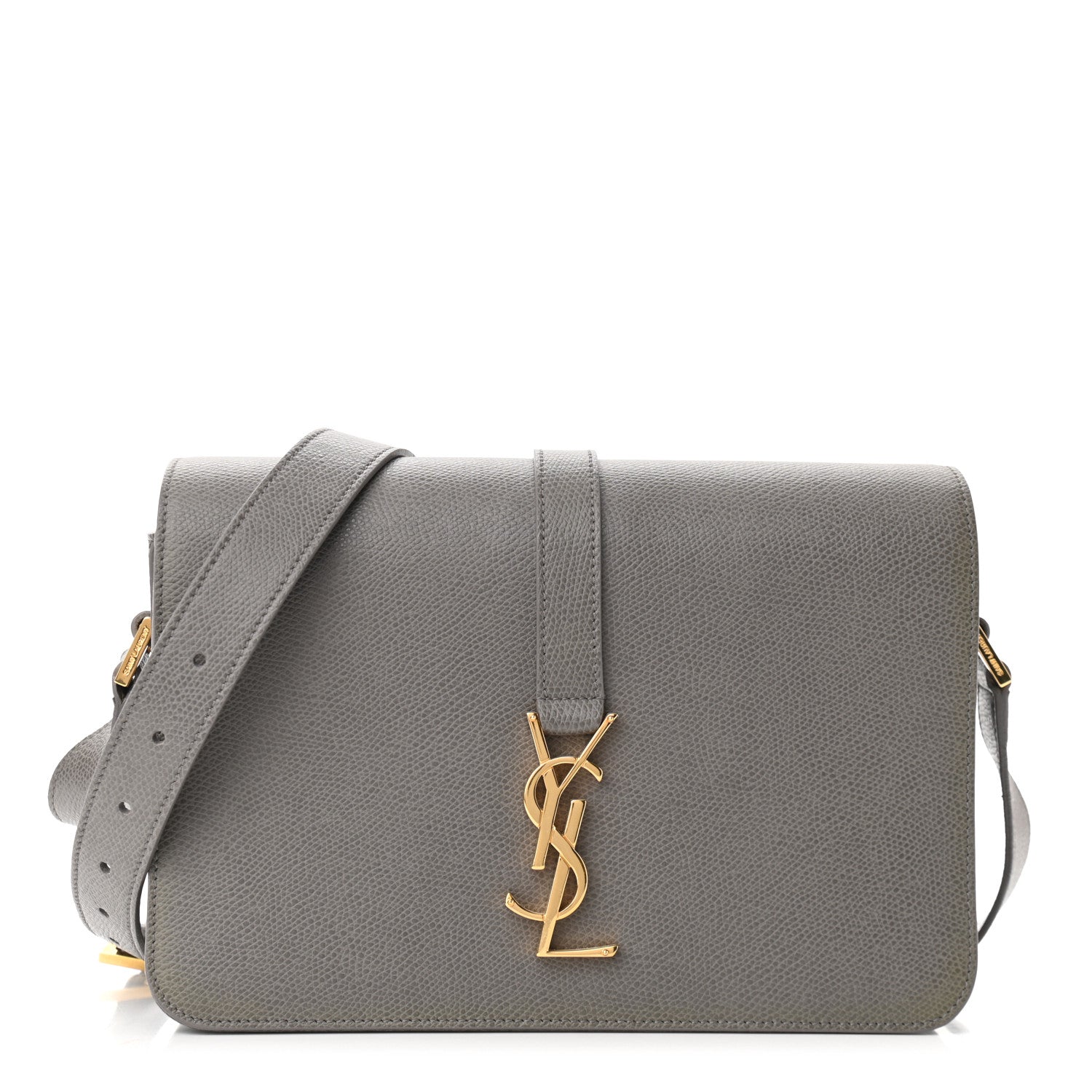 Saint Laurent Textured Calfskin Medium Classic Monogram Universite Fog 1 of 9