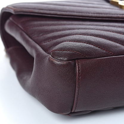 Saint Laurent Sheepskin Matelasse Chevron Monogram Medium College Bag Amaranto 21 of 25