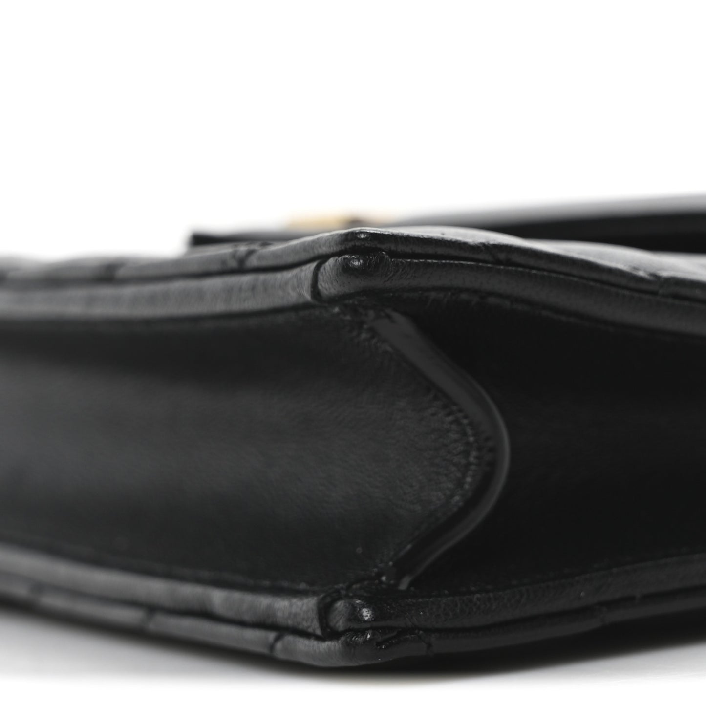Calfskin Matelasse Chevron Monogram Envelope Chain Wallet Black