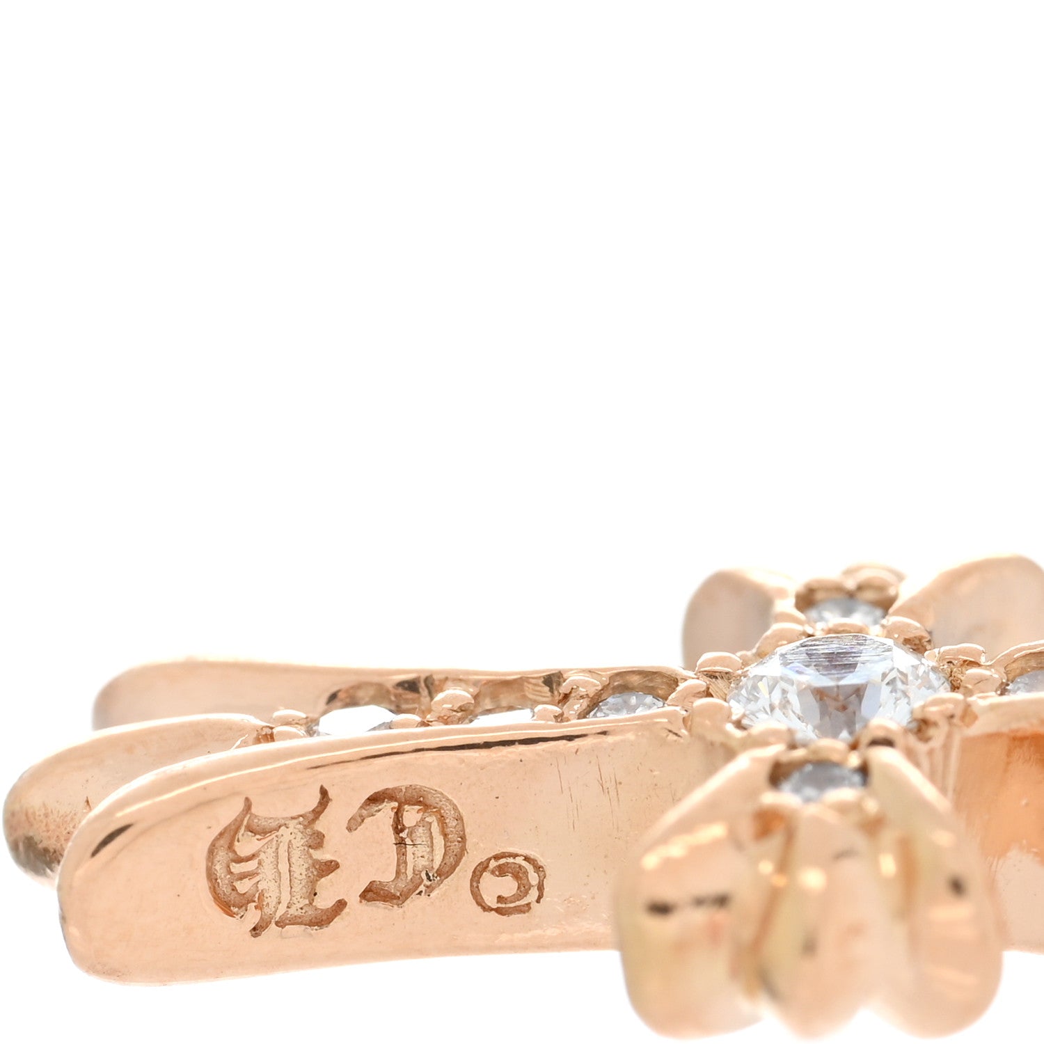 Chrome Hearts 22K Yellow Gold Diamond Baby Fat Cross Pave Pendant