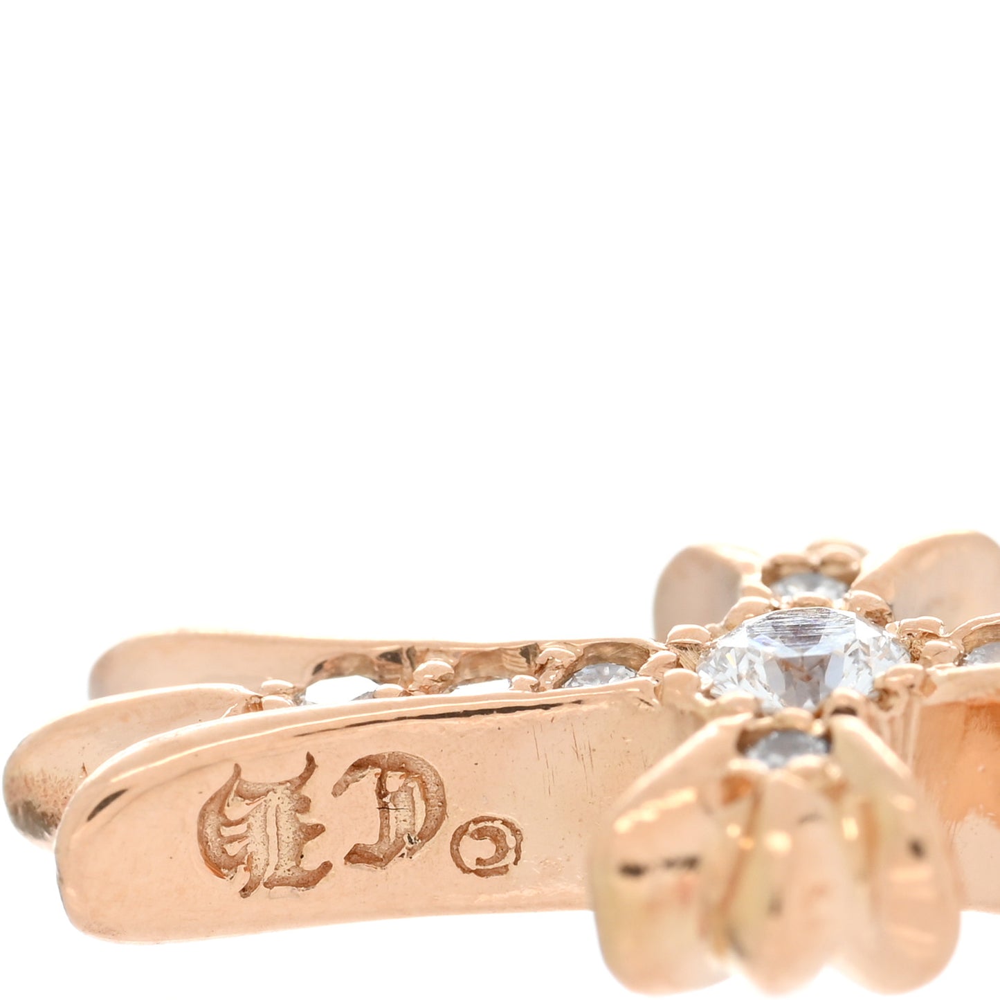 22K Yellow Gold Diamond Baby Fat Cross Pave Pendant
