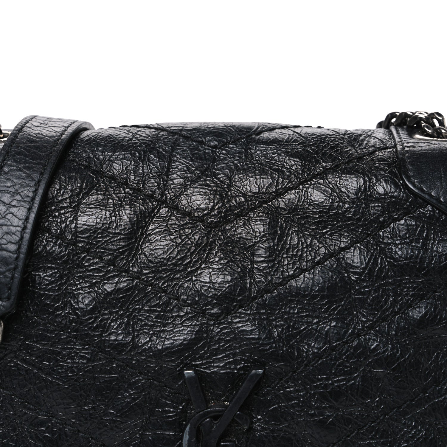 Saint Laurent Crinkled Calfskin Matelasse Monogram Niki Chain Wallet Black 7 of 10